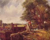 A Boat Passing a Lock - 约翰·康斯特布尔